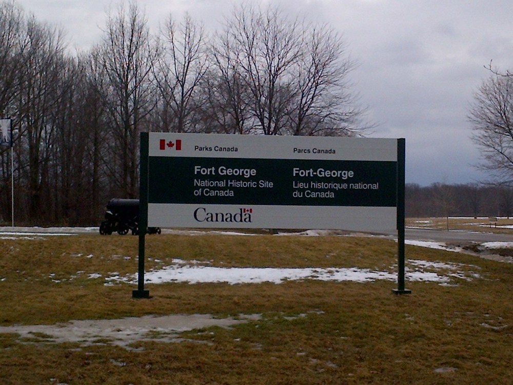 Parks Canada sign for Fort George. 