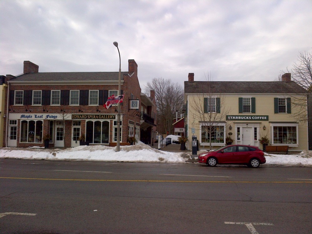 Historical buildings retain the character of the main street. 