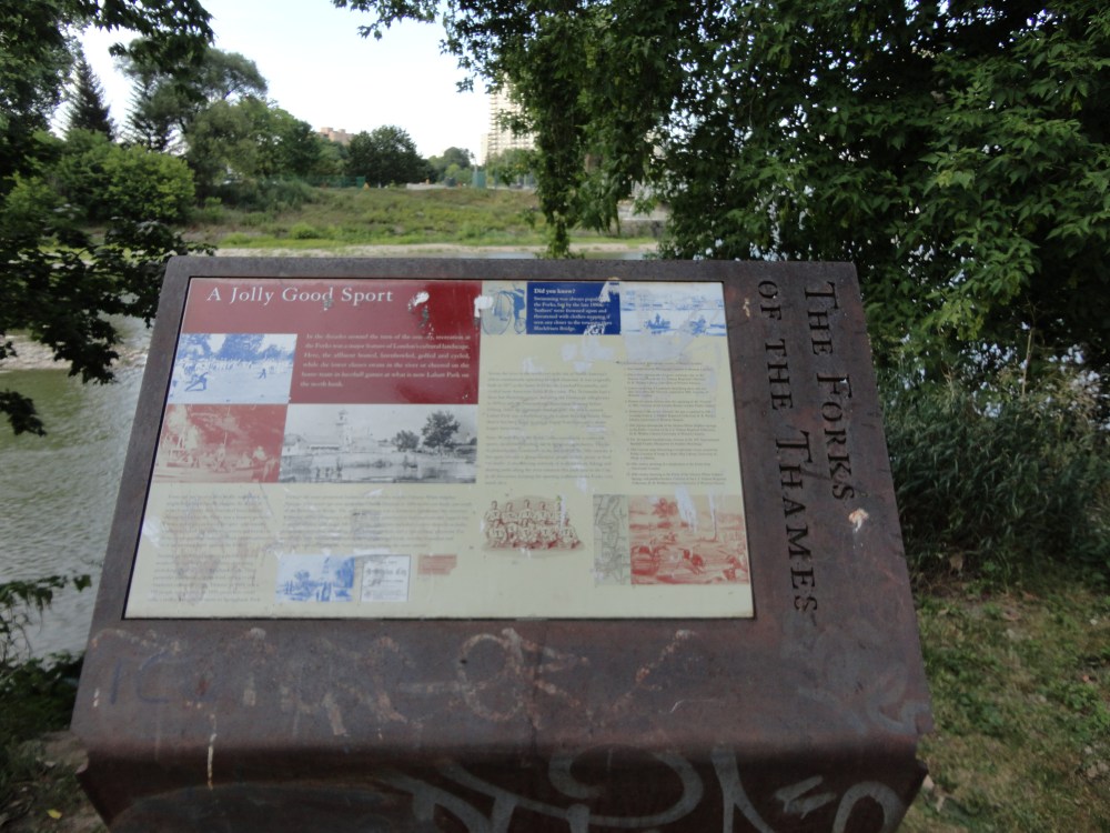 A plaque detailing the Forks of the Thames. 
