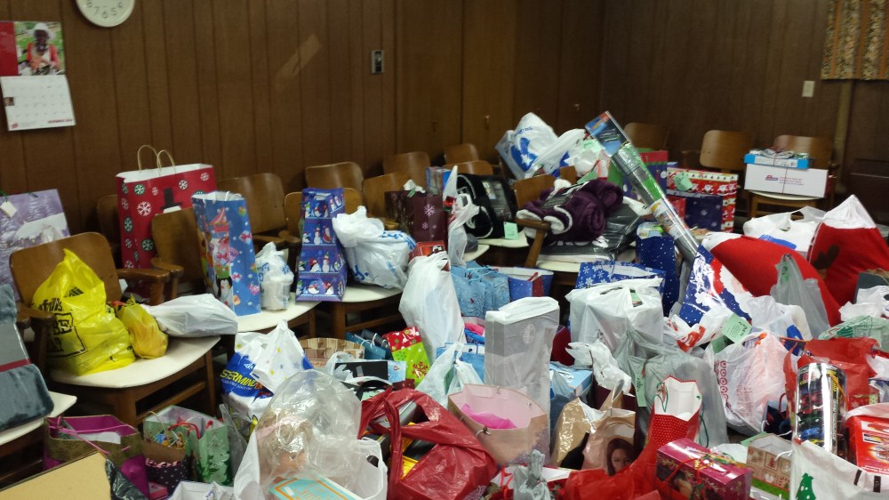 A massive collection of unsorted presents. 