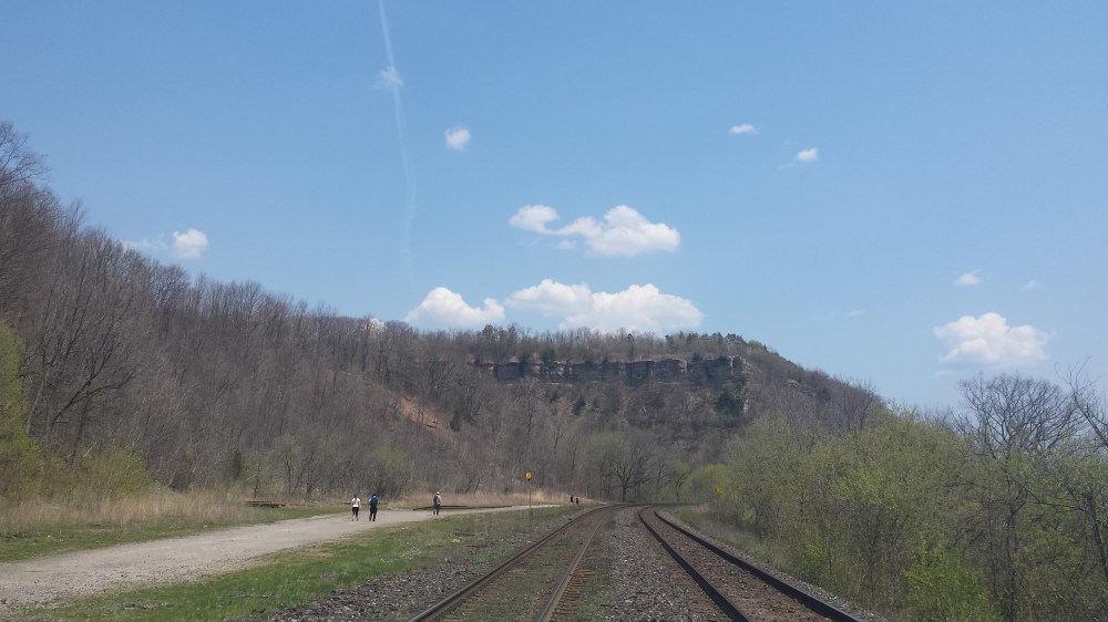Headed along the (very busy) train tracks. 